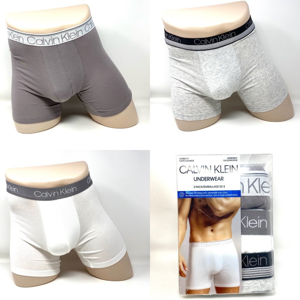 💖MEGA SALE💖Calvin Klein 3 Pack Mens NB2730907 Cotton Stretch White Boxer Brief